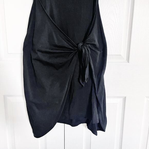 Peruvian Connection Black Short Puff Sleeves Sarong Tie Dress - Picture 5 of 7